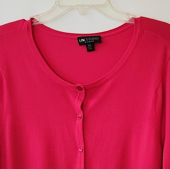 I.N. Studio Pink Cropped Short Sleeve Sweater womens size 18w - Picture 9 of 10
